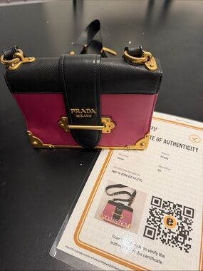 Prada Pink & Black Leather Crossbody Bag
